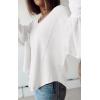 imageBTFBM Womens Ribbed Long Sleeve Tops 2025 Summer Spring Pullover Knit Casual V Neck Blouses Trendy Loose Fit Tunic TopSolid White