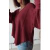 imageBTFBM Womens Ribbed Long Sleeve Tops 2025 Summer Spring Pullover Knit Casual V Neck Blouses Trendy Loose Fit Tunic TopSolid Wine Red