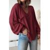 imageBTFBM Womens Ribbed Long Sleeve Tops 2025 Summer Spring Pullover Knit Casual V Neck Blouses Trendy Loose Fit Tunic TopSolid Wine Red