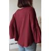 imageBTFBM Womens Ribbed Long Sleeve Tops 2025 Summer Spring Pullover Knit Casual V Neck Blouses Trendy Loose Fit Tunic TopSolid Wine Red