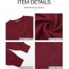 imageBTFBM Womens Ribbed Long Sleeve Tops 2025 Summer Spring Pullover Knit Casual V Neck Blouses Trendy Loose Fit Tunic TopSolid Wine Red