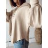 imageBTFBM Womens Ribbed Long Sleeve Tops 2025 Summer Spring Pullover Knit Casual V Neck Blouses Trendy Loose Fit Tunic TopTurndown Apricot
