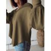 imageBTFBM Womens Ribbed Long Sleeve Tops 2025 Summer Spring Pullover Knit Casual V Neck Blouses Trendy Loose Fit Tunic TopTurndown Army Green