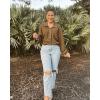 imageBTFBM Womens Ribbed Long Sleeve Tops 2025 Summer Spring Pullover Knit Casual V Neck Blouses Trendy Loose Fit Tunic TopTurndown Army Green