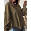 imageBTFBM Womens Ribbed Long Sleeve Tops 2025 Summer Spring Pullover Knit Casual V Neck Blouses Trendy Loose Fit Tunic TopTurndown Army Green
