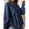 imageBTFBM Womens Ribbed Long Sleeve Tops 2025 Summer Spring Pullover Knit Casual V Neck Blouses Trendy Loose Fit Tunic TopTurndown Blue