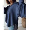 imageBTFBM Womens Ribbed Long Sleeve Tops 2025 Summer Spring Pullover Knit Casual V Neck Blouses Trendy Loose Fit Tunic TopTurndown Blue