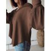 imageBTFBM Womens Ribbed Long Sleeve Tops 2025 Summer Spring Pullover Knit Casual V Neck Blouses Trendy Loose Fit Tunic TopTurndown Caramel