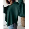 imageBTFBM Womens Ribbed Long Sleeve Tops 2025 Summer Spring Pullover Knit Casual V Neck Blouses Trendy Loose Fit Tunic TopTurndown Dark Green