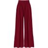 imageBTFBM Womens Casual Wide Leg Pants Summer Fall Clothes Pleated Elastic Waist Loose Palazzo Knit Trousers with PocketsSolid Wine Red