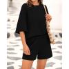 imageBTFBM Women Summer 2 Piece Outfits 2025 Spring Matching Set Short Sleeve Tops Elastic Waist Shorts Lounge Sets PocketBlack