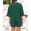 imageBTFBM Women Summer 2 Piece Outfits 2025 Spring Matching Set Short Sleeve Tops Elastic Waist Shorts Lounge Sets PocketGreen