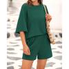 imageBTFBM Women Summer 2 Piece Outfits 2025 Spring Matching Set Short Sleeve Tops Elastic Waist Shorts Lounge Sets PocketGreen