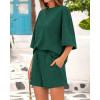 imageBTFBM Women Summer 2 Piece Outfits 2025 Spring Matching Set Short Sleeve Tops Elastic Waist Shorts Lounge Sets PocketGreen