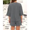 imageBTFBM Women Summer 2 Piece Outfits 2025 Spring Matching Set Short Sleeve Tops Elastic Waist Shorts Lounge Sets PocketGrey