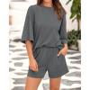 imageBTFBM Women Summer 2 Piece Outfits 2025 Spring Matching Set Short Sleeve Tops Elastic Waist Shorts Lounge Sets PocketGrey