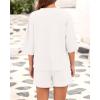 imageBTFBM Women Summer 2 Piece Outfits 2025 Spring Matching Set Short Sleeve Tops Elastic Waist Shorts Lounge Sets PocketWhite