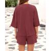 imageBTFBM Women Summer 2 Piece Outfits 2025 Spring Matching Set Short Sleeve Tops Elastic Waist Shorts Lounge Sets PocketWine Red