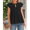 imageBTFBM Women Summer Casual Shirt 2025 Resort Outfits Ruffle Cap Sleeve Front Bow Tie Tops Loose Flowy Beach Blouse ShirtsBlack