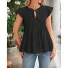 imageBTFBM Women Summer Casual Shirt 2025 Resort Outfits Ruffle Cap Sleeve Front Bow Tie Tops Loose Flowy Beach Blouse ShirtsBlack