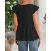 imageBTFBM Women Summer Casual Shirt 2025 Resort Outfits Ruffle Cap Sleeve Front Bow Tie Tops Loose Flowy Beach Blouse ShirtsBlack