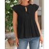 imageBTFBM Women Summer Casual Shirt 2025 Resort Outfits Ruffle Cap Sleeve Front Bow Tie Tops Loose Flowy Beach Blouse ShirtsBlack