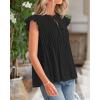 imageBTFBM Women Summer Casual Shirt 2025 Resort Outfits Ruffle Cap Sleeve Front Bow Tie Tops Loose Flowy Beach Blouse ShirtsBlack
