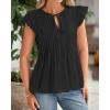 imageBTFBM Women Summer Casual Shirt 2025 Resort Outfits Ruffle Cap Sleeve Front Bow Tie Tops Loose Flowy Beach Blouse ShirtsBlack