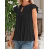 imageBTFBM Women Summer Casual Shirt 2025 Resort Outfits Ruffle Cap Sleeve Front Bow Tie Tops Loose Flowy Beach Blouse ShirtsBlack