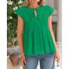 imageBTFBM Women Summer Casual Shirt 2025 Resort Outfits Ruffle Cap Sleeve Front Bow Tie Tops Loose Flowy Beach Blouse ShirtsGreen