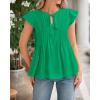imageBTFBM Women Summer Casual Shirt 2025 Resort Outfits Ruffle Cap Sleeve Front Bow Tie Tops Loose Flowy Beach Blouse ShirtsGreen