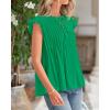 imageBTFBM Women Summer Casual Shirt 2025 Resort Outfits Ruffle Cap Sleeve Front Bow Tie Tops Loose Flowy Beach Blouse ShirtsGreen