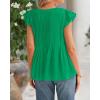 imageBTFBM Women Summer Casual Shirt 2025 Resort Outfits Ruffle Cap Sleeve Front Bow Tie Tops Loose Flowy Beach Blouse ShirtsGreen