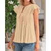 imageBTFBM Women Summer Casual Shirt 2025 Resort Outfits Ruffle Cap Sleeve Front Bow Tie Tops Loose Flowy Beach Blouse ShirtsKhaki