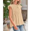 imageBTFBM Women Summer Casual Shirt 2025 Resort Outfits Ruffle Cap Sleeve Front Bow Tie Tops Loose Flowy Beach Blouse ShirtsKhaki