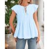 imageBTFBM Women Summer Casual Shirt 2025 Resort Outfits Ruffle Cap Sleeve Front Bow Tie Tops Loose Flowy Beach Blouse ShirtsLight Blue