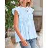 imageBTFBM Women Summer Casual Shirt 2025 Resort Outfits Ruffle Cap Sleeve Front Bow Tie Tops Loose Flowy Beach Blouse ShirtsLight Blue