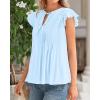 imageBTFBM Women Summer Casual Shirt 2025 Resort Outfits Ruffle Cap Sleeve Front Bow Tie Tops Loose Flowy Beach Blouse ShirtsLight Blue