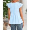 imageBTFBM Women Summer Casual Shirt 2025 Resort Outfits Ruffle Cap Sleeve Front Bow Tie Tops Loose Flowy Beach Blouse ShirtsLight Blue