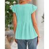 imageBTFBM Women Summer Casual Shirt 2025 Resort Outfits Ruffle Cap Sleeve Front Bow Tie Tops Loose Flowy Beach Blouse ShirtsMint Green