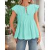 imageBTFBM Women Summer Casual Shirt 2025 Resort Outfits Ruffle Cap Sleeve Front Bow Tie Tops Loose Flowy Beach Blouse ShirtsMint Green