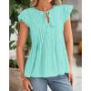 imageBTFBM Women Summer Casual Shirt 2025 Resort Outfits Ruffle Cap Sleeve Front Bow Tie Tops Loose Flowy Beach Blouse ShirtsMint Green