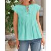 imageBTFBM Women Summer Casual Shirt 2025 Resort Outfits Ruffle Cap Sleeve Front Bow Tie Tops Loose Flowy Beach Blouse ShirtsMint Green