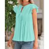 imageBTFBM Women Summer Casual Shirt 2025 Resort Outfits Ruffle Cap Sleeve Front Bow Tie Tops Loose Flowy Beach Blouse ShirtsMint Green