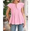 imageBTFBM Women Summer Casual Shirt 2025 Resort Outfits Ruffle Cap Sleeve Front Bow Tie Tops Loose Flowy Beach Blouse ShirtsPink