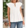 imageBTFBM Women Summer Casual Shirt 2025 Resort Outfits Ruffle Cap Sleeve Front Bow Tie Tops Loose Flowy Beach Blouse ShirtsWhite