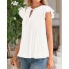imageBTFBM Women Summer Casual Shirt 2025 Resort Outfits Ruffle Cap Sleeve Front Bow Tie Tops Loose Flowy Beach Blouse ShirtsWhite