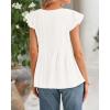 imageBTFBM Women Summer Casual Shirt 2025 Resort Outfits Ruffle Cap Sleeve Front Bow Tie Tops Loose Flowy Beach Blouse ShirtsWhite