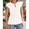 imageBTFBM Women Summer Casual Shirt 2025 Resort Outfits Ruffle Cap Sleeve Front Bow Tie Tops Loose Flowy Beach Blouse ShirtsWhite