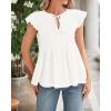 imageBTFBM Women Summer Casual Shirt 2025 Resort Outfits Ruffle Cap Sleeve Front Bow Tie Tops Loose Flowy Beach Blouse ShirtsWhite